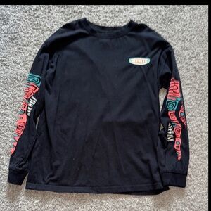 Forever 21 Black Long Sleeve Tee with Red and Green Accents
